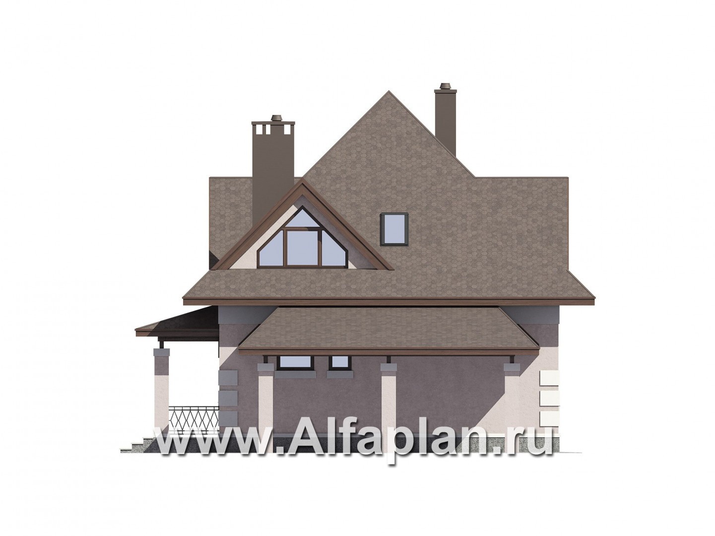 Проекты домов Альфаплан - Проект экономичного дома с навесом для машины - изображение фасада №4
