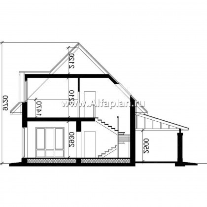 Проекты домов Альфаплан - Проект экономичного дома с навесом для машины - превью плана проекта №3