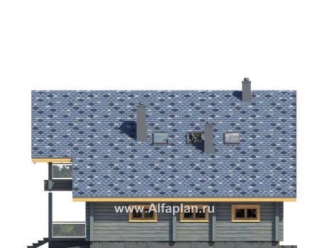 Проекты домов Альфаплан - Проект деревянного загородного дома с гаражом - превью фасада №4