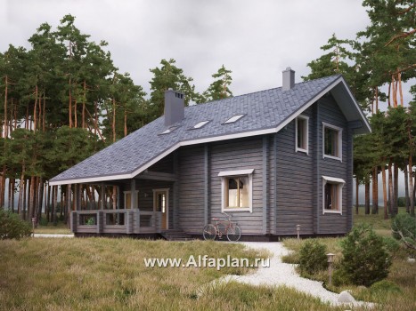 Проекты домов Альфаплан - Проект деревянного дома с простой двускатной кровлей - превью дополнительного изображения №3