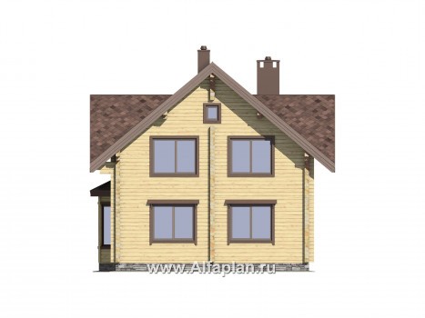 Проекты домов Альфаплан - Проект удобного деревянного дома с террасами - превью фасада №2
