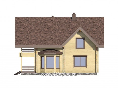 Проекты домов Альфаплан - Проект удобного деревянного дома с террасами - превью фасада №4