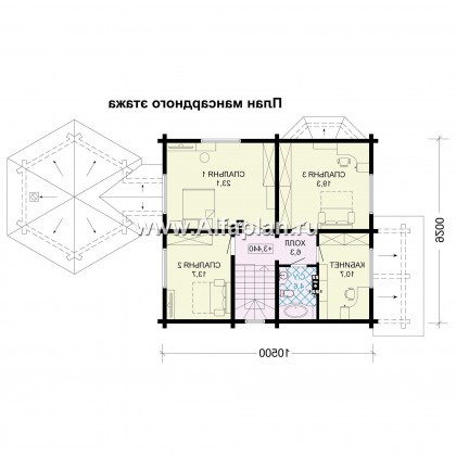 Проекты домов Альфаплан - Проект деревянного дома с уютной беседкой-барбекю - превью плана проекта №2