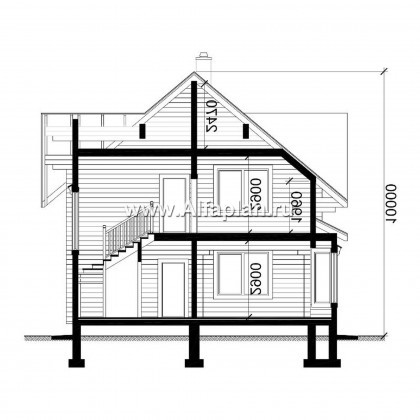 Проекты домов Альфаплан - Проект деревянного дома с уютной беседкой-барбекю - превью плана проекта №3