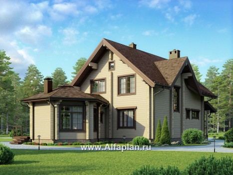 Проекты домов Альфаплан - Проект деревянного дома с уютной беседкой-барбекю - превью дополнительного изображения №3