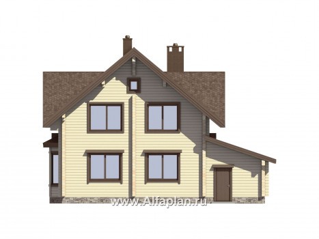 Проекты домов Альфаплан - Проект небольшого деревянного дома для загородного отдыха - превью фасада №3