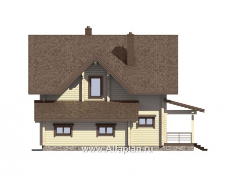 Проекты домов Альфаплан - Проект небольшого деревянного дома для загородного отдыха - превью фасада №4