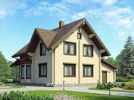 Проекты домов Альфаплан - Проект небольшого деревянного дома для загородного отдыха - превью дополнительного изображения №1