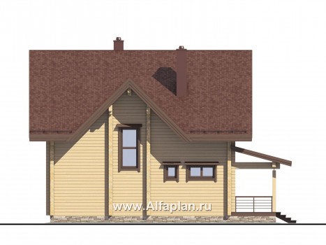 Проекты домов Альфаплан - Проект деревянного дома для комфортного отдыха - превью фасада №3