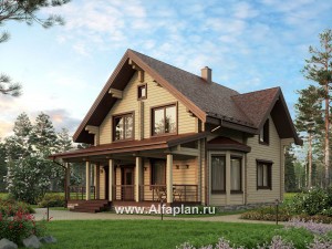 Проекты домов Альфаплан - Проект деревянного дома для комфортного отдыха - превью основного изображения