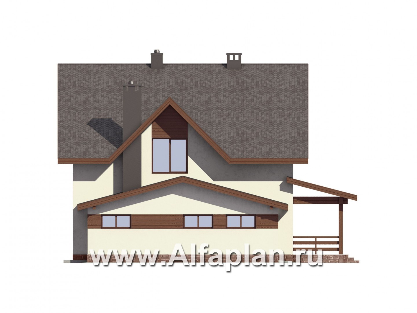 Проекты домов Альфаплан - Проект компактного дома с гаражом - изображение фасада №4