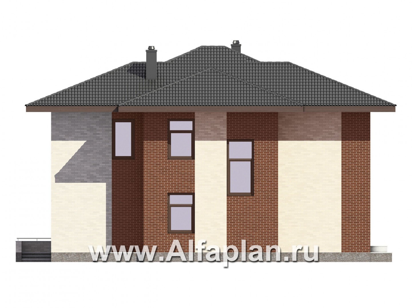 Проекты домов Альфаплан - Проект двухэтажного дома для большой семьи - изображение фасада №4