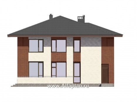 Проекты домов Альфаплан - Проект двухэтажного дома для большой семьи - превью фасада №3