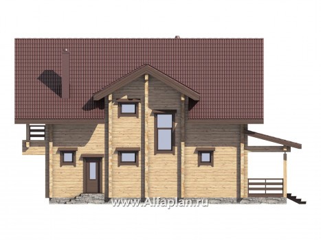 Проекты домов Альфаплан - Проект деревянного дома для большой семьи - превью фасада №4