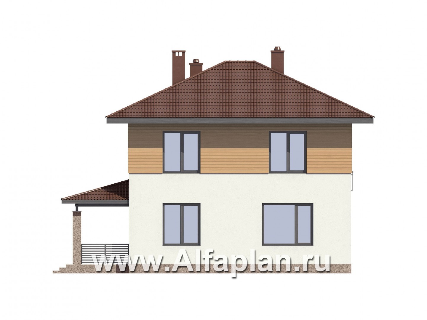 Проекты домов Альфаплан - Проект двухэтажного экономичного и компактного дом - изображение фасада №2
