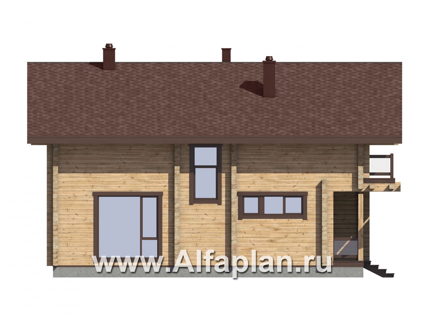 Проекты домов Альфаплан - Проект традиционного деревянного дома с удобной планировкой - изображение фасада №4