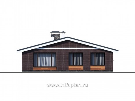 Проекты домов Альфаплан - «Веда» - проект одноэтажного дома с двускатной кровлей (три спальни) - превью фасада №4