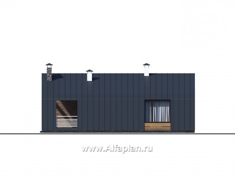 Проекты домов Альфаплан - «Веда» - проект одноэтажного дома в стиле барн (три спальни) - превью фасада №2