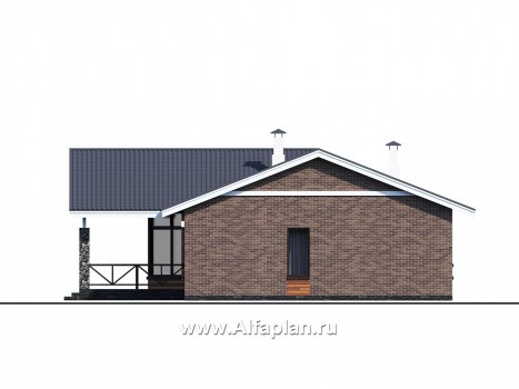 Проекты домов Альфаплан - «Бережки» - одноэтажный коттедж:  удачный план дома, красивый фасад - превью фасада №4