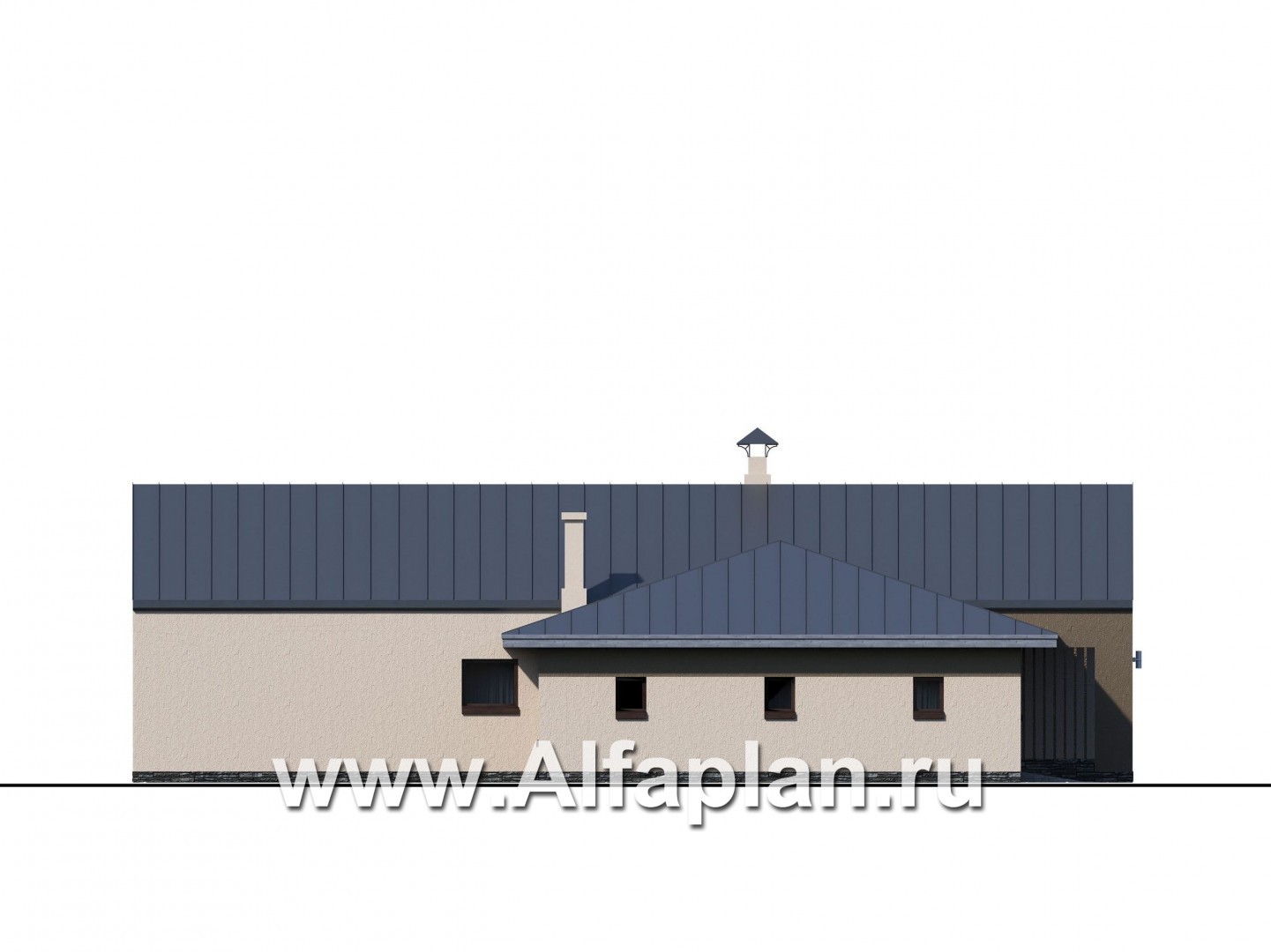 Проекты домов Альфаплан - «Аркада» - современный одноэтажный дом с террасой и большим гаражом - изображение фасада №4