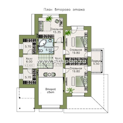 Проекты домов Альфаплан - "Амур" - трехэтажный особняк с гаражом и бассейном - превью плана проекта №3
