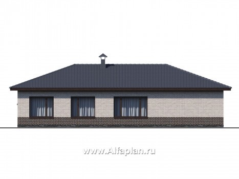 «Алазея» - проект одноэтажного дома из газобетона, с террасой и  с сауной, в современном стиле - превью фасада дома