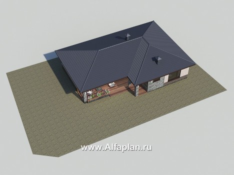 «Алазея» - проект одноэтажного дома из газобетона, с террасой и  с сауной, в современном стиле - превью дополнительного изображения №4