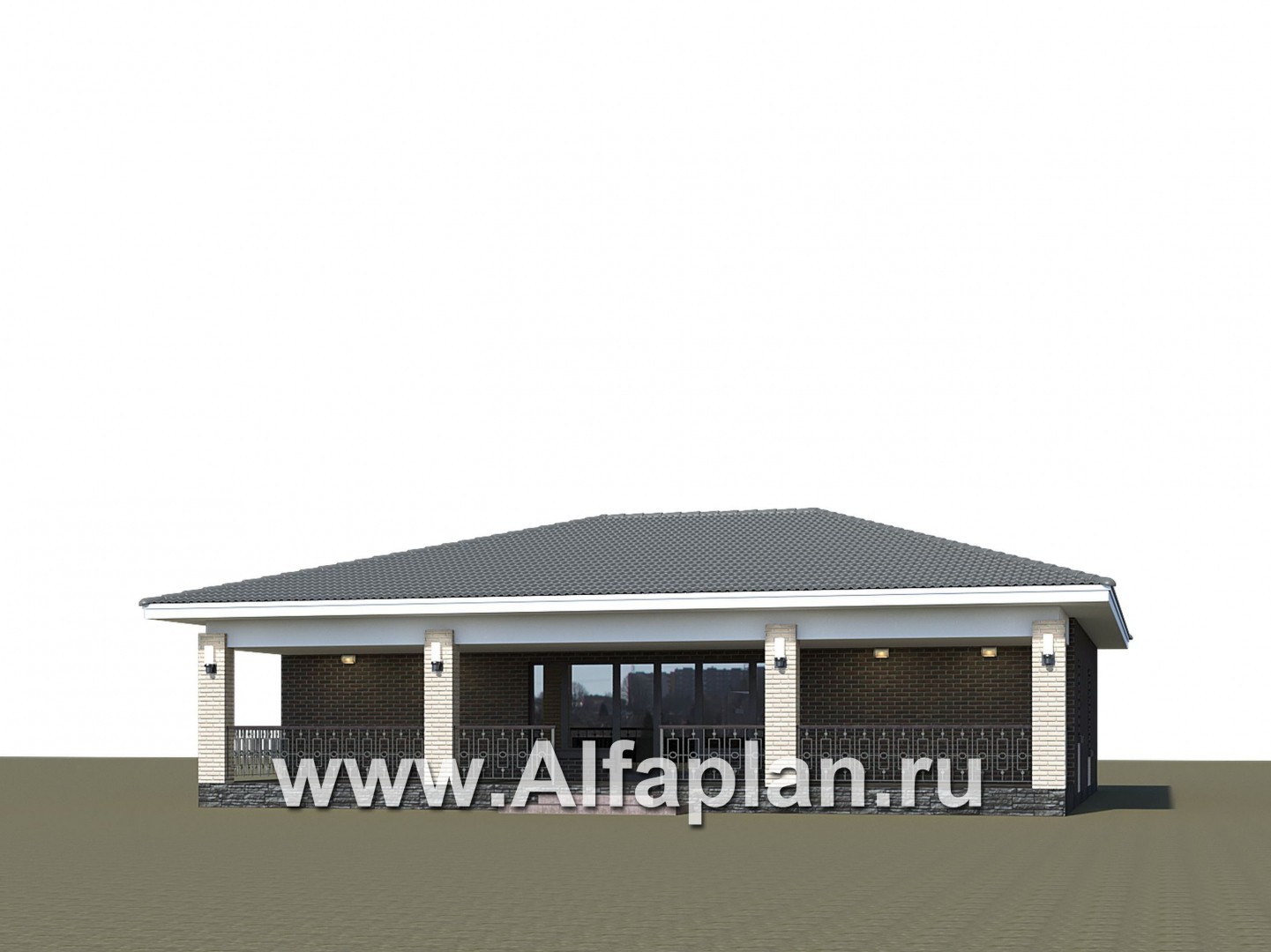 Проекты домов Альфаплан - «Зодиак» - одноэтажный коттедж с гаражом - дополнительное изображение №1