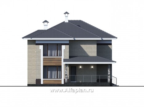 Проекты домов Альфаплан - «Фрида» - проект современного двухэтажного дома с удобной планировкой - превью фасада №4