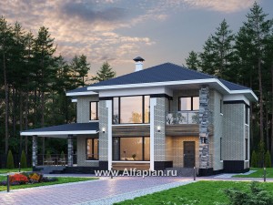 Проекты домов Альфаплан - «Фрида» - проект современного двухэтажного дома с удобной планировкой - превью основного изображения