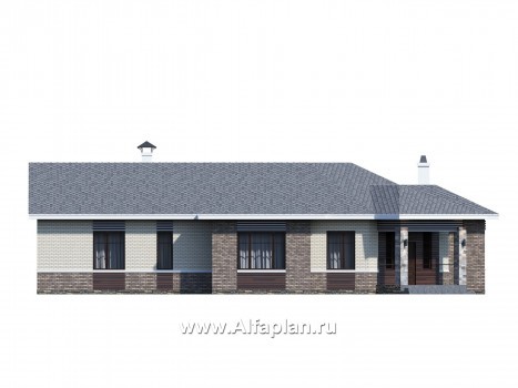 Проекты домов Альфаплан - «Модуль» — одноэтажный дом с диагональным планом, 4 спальни - превью фасада №3