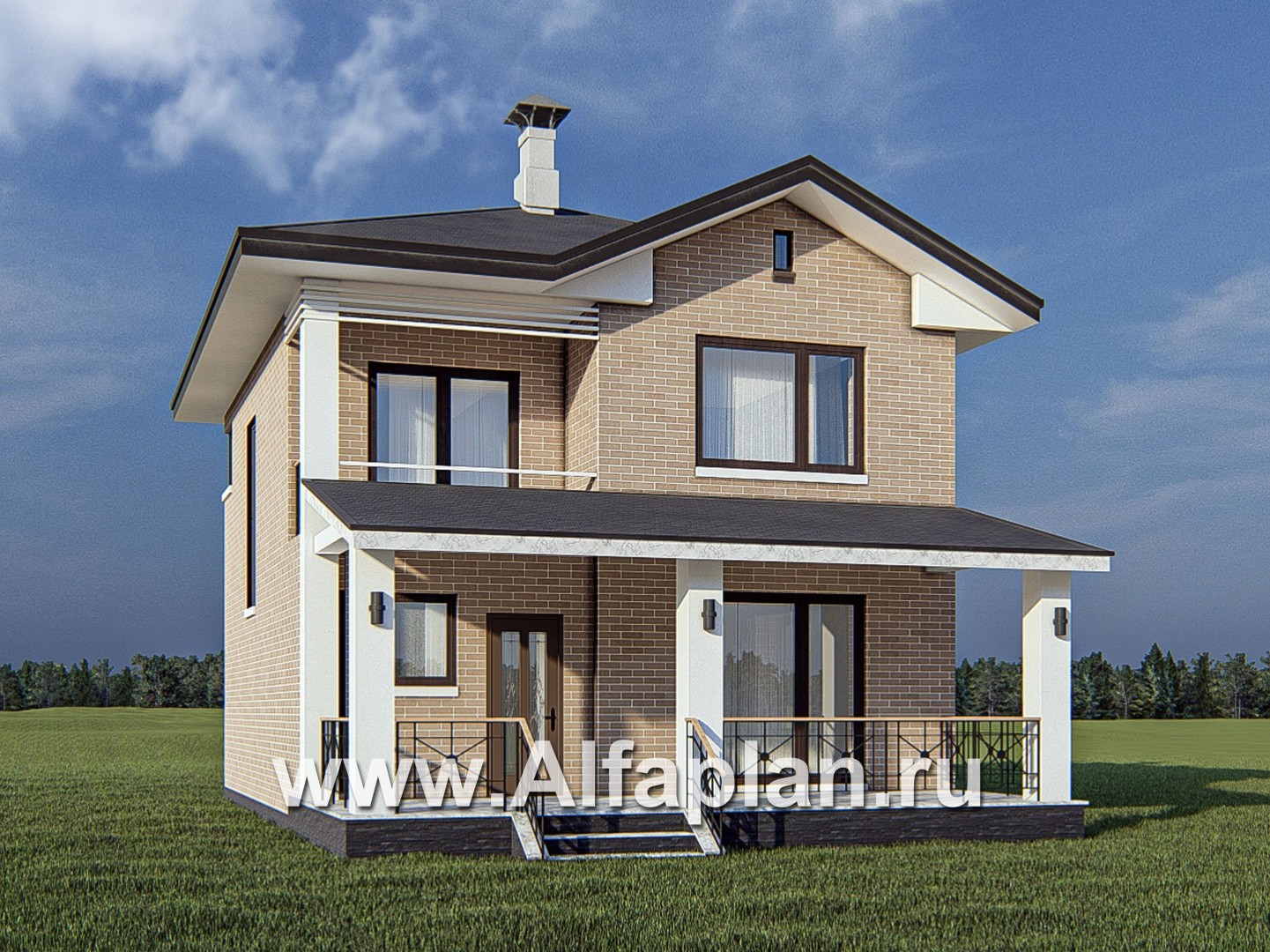 Проекты домов Альфаплан - «Серебро» - проект дома для небольшой семьи, вход с южных направлений - дополнительное изображение №1