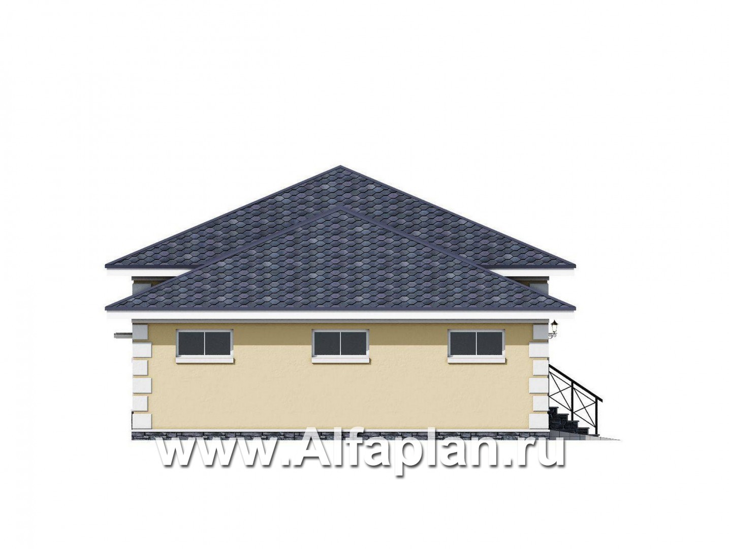 Проекты домов Альфаплан - "Вотчина" - проект одноэтажного дома в классическом стиле - изображение фасада №3