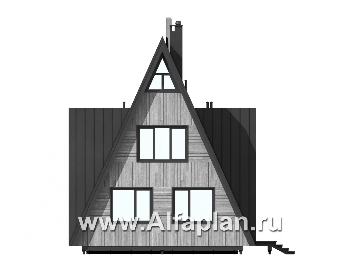 Проекты домов Альфаплан - Каркасный дом-шалаш - прекрасный дом для отдыха - изображение фасада №4