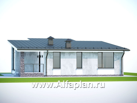 Проекты домов Альфаплан - «Корица» - проект дома с односкатной крышей, с двумя спальнями - превью дополнительного изображения №3