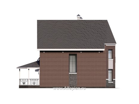 «Аврора» - проект двухэтажного дома из газобетона с эркером, с кабинетом, с террасой и гаражом - превью фасада дома