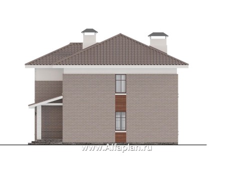 «Вермеер» - проект двухэтажного дома, планировка с лестницей в гостиной и мастер спальня, с террасой - превью фасада дома