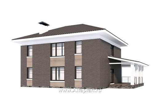 «Вермеер» - проект двухэтажного дома, планировка с лестницей в гостиной и мастер спальня, с террасой - превью дополнительного изображения №5