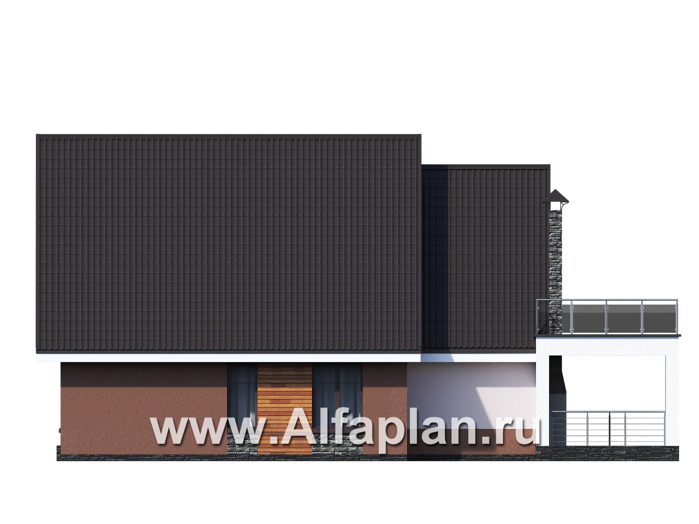 Проекты домов Альфаплан - Проект современного коттеджа с мансардой - изображение фасада №2