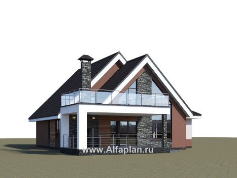 Проекты домов Альфаплан - Проект современного коттеджа с мансардой - превью дополнительного изображения №2