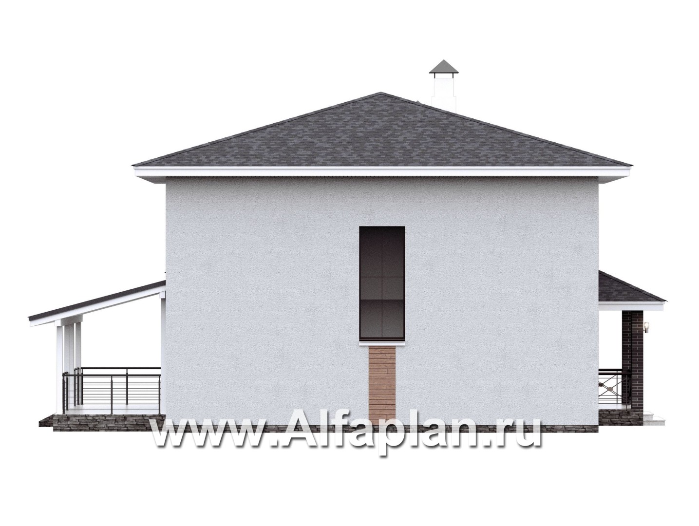 Проекты домов Альфаплан - Проект экономичного комфортного дома из газобетона - изображение фасада №3