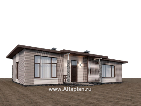 Проекты домов Альфаплан - "Стрелец" -проект газобетонного одноэтажного дома с односкатной крышей - превью дополнительного изображения №5