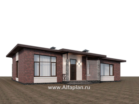 Проекты домов Альфаплан - "Стрелец" -проект газобетонного одноэтажного дома с односкатной крышей - превью дополнительного изображения №8