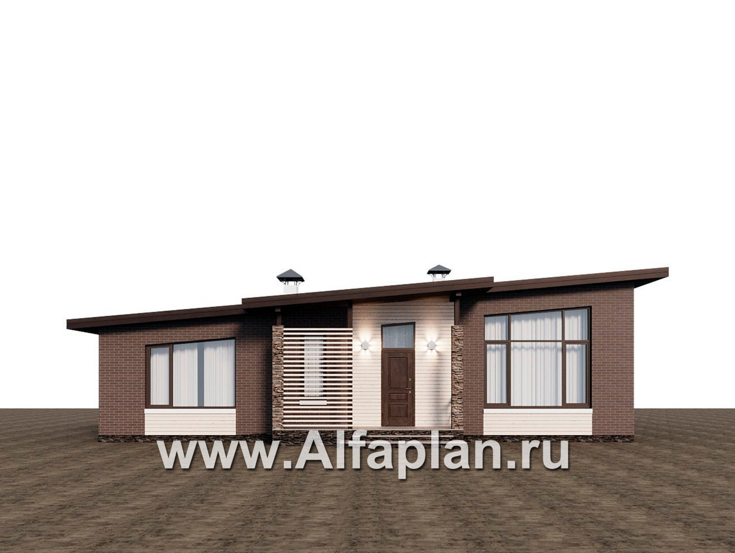 Проекты домов Альфаплан - "Стрелец" -проект газобетонного одноэтажного дома с односкатной крышей - дополнительное изображение №4