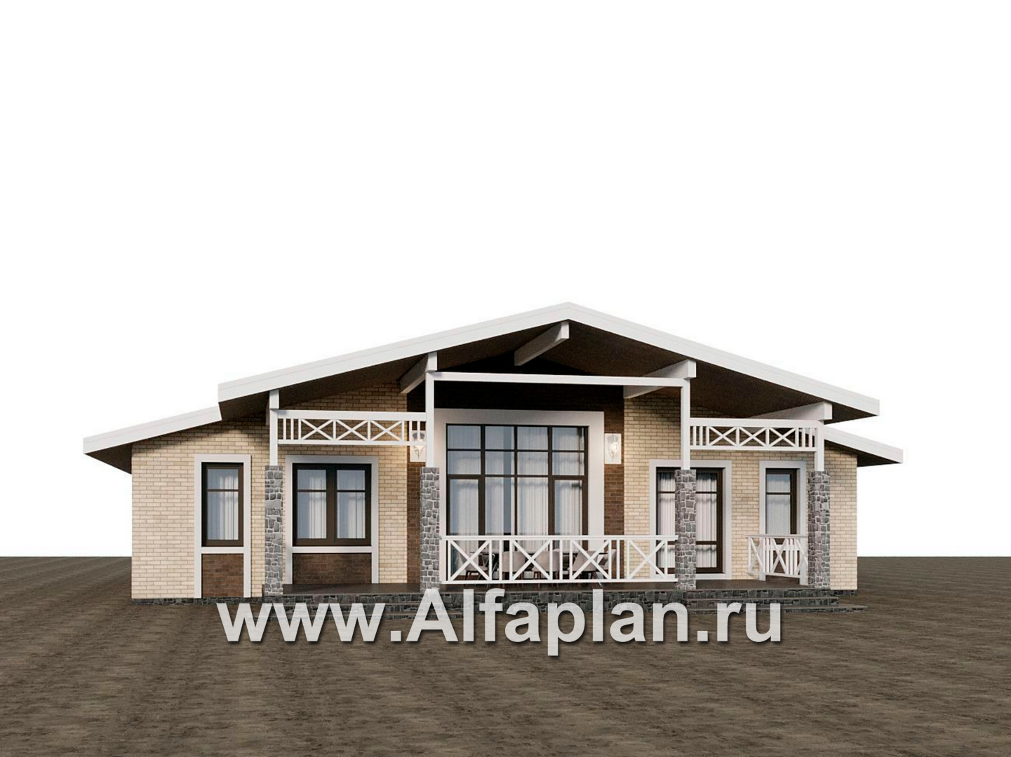 Проекты домов Альфаплан - "Форест" - проект одноэтажного дома с арочным окном - дополнительное изображение №1