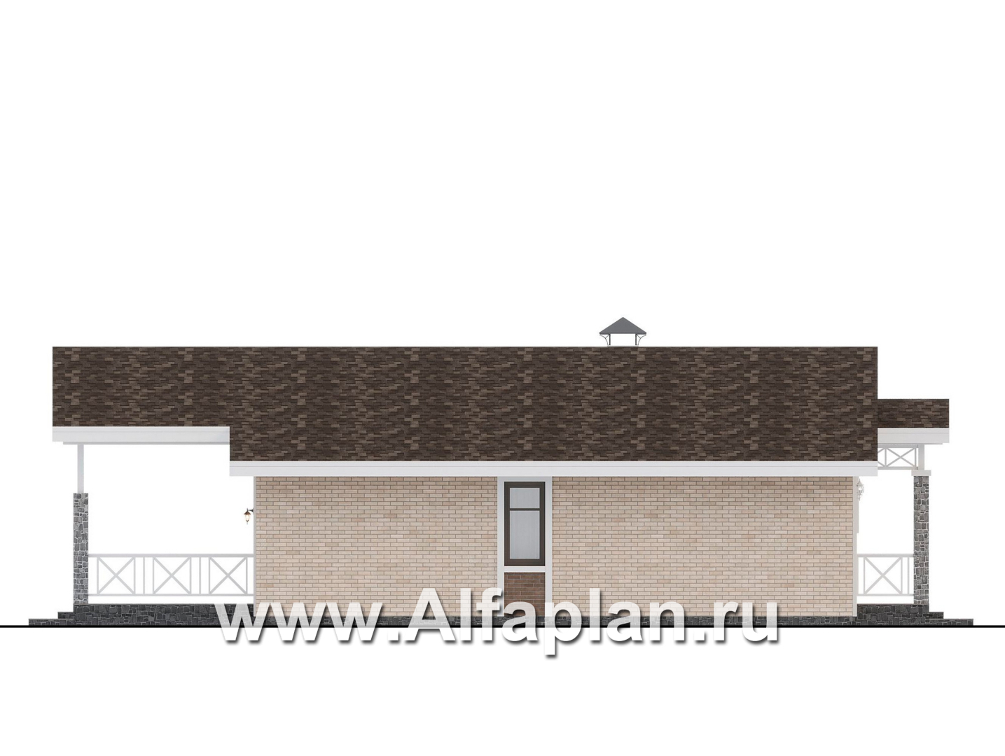 Проекты домов Альфаплан - "Форест" - проект одноэтажного дома с арочным окном - изображение фасада №3
