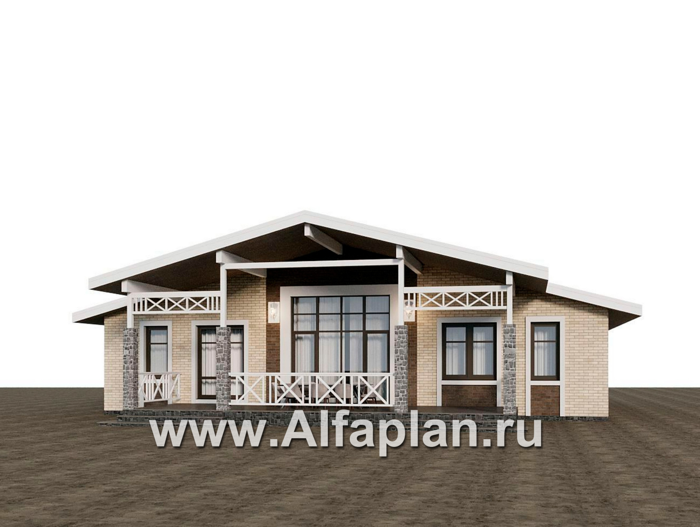 Проекты домов Альфаплан - "Форест" - проект одноэтажного дома с арочным окном - дополнительное изображение №1