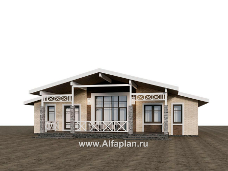 Проекты домов Альфаплан - "Форест" - проект одноэтажного дома с арочным окном - превью дополнительного изображения №1
