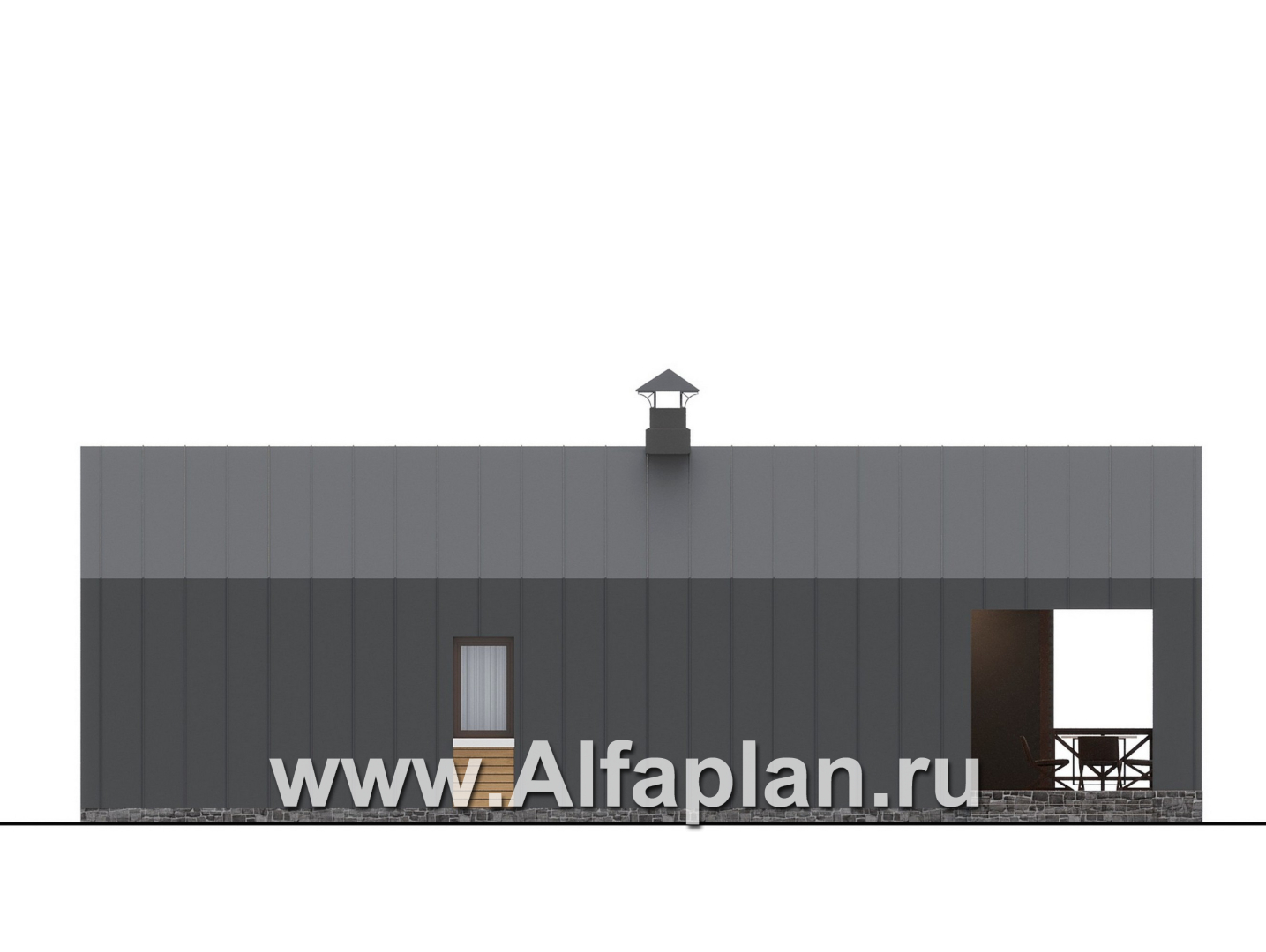 Проекты домов Альфаплан - "Аметист" - экономичный одноэтажный дом в стиле барнхаус - изображение фасада №3