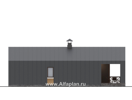 Проекты домов Альфаплан - "Аметист" - экономичный одноэтажный дом в стиле барнхаус - превью фасада №3